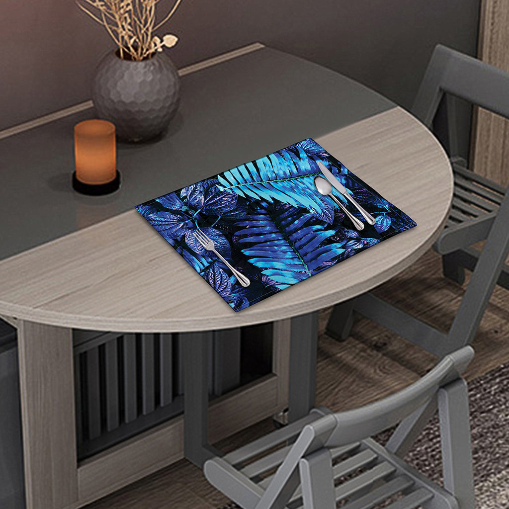 Blue Tropical Leaves Print Placemat