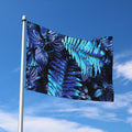 Blue Tropical Leaves Print Polyester Flag