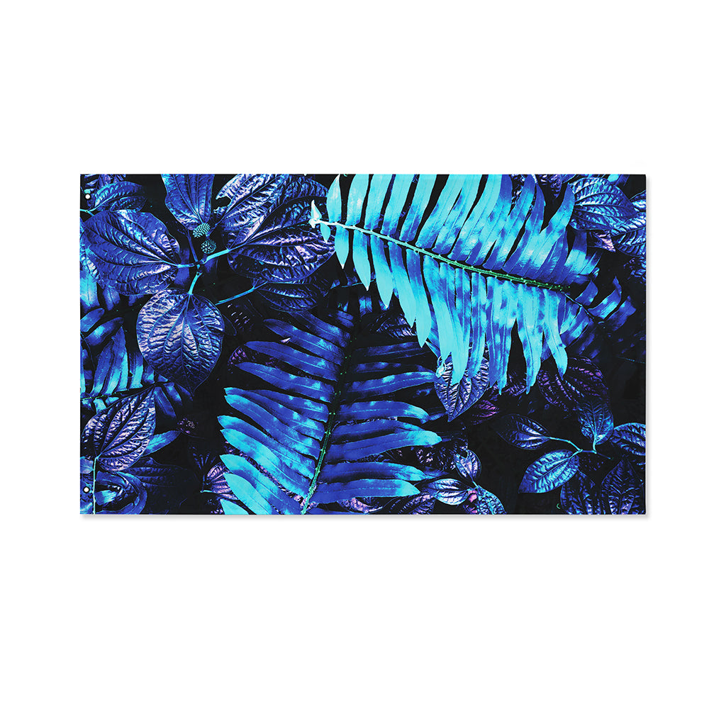 Blue Tropical Leaves Print Polyester Flag