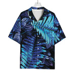 Blue Tropical Leaves Print Rayon Hawaiian Shirt