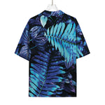 Blue Tropical Leaves Print Rayon Hawaiian Shirt