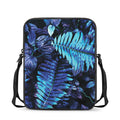 Blue Tropical Leaves Print Rectangular Crossbody Bag