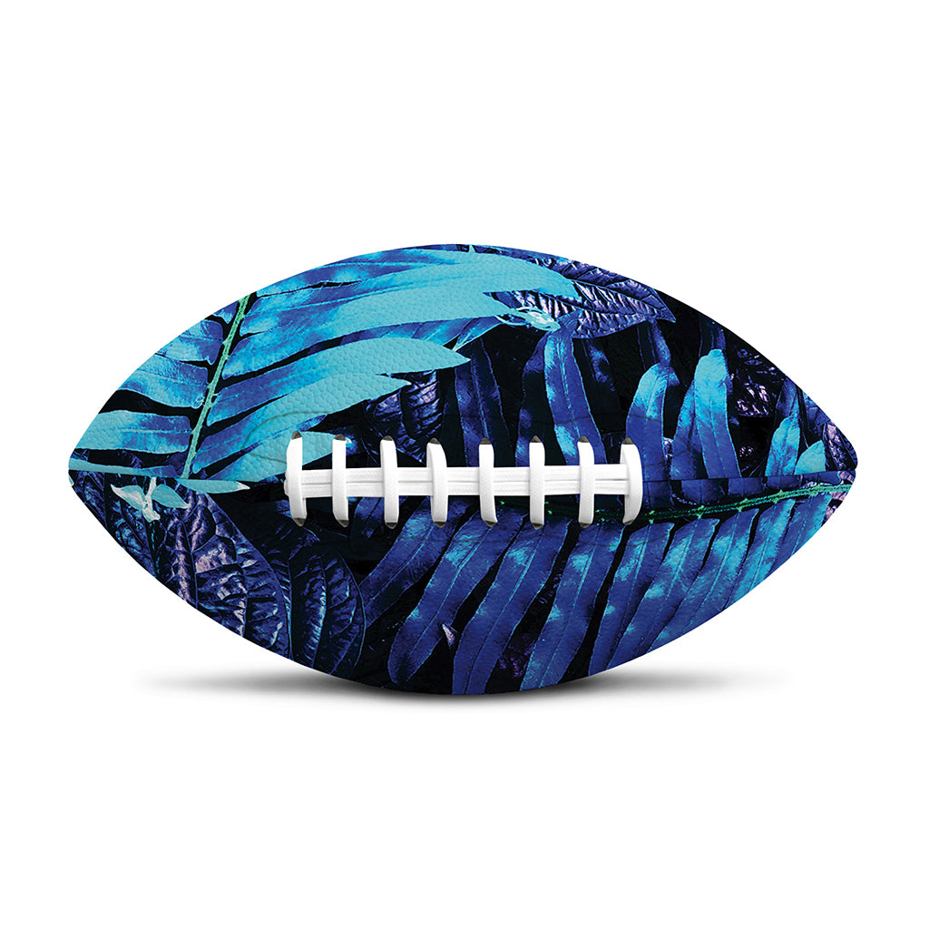 Blue Tropical Leaves Print Rugby Ball
