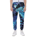 Blue Tropical Leaves Print Joggers
