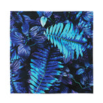 Blue Tropical Leaves Print Silk Bandana
