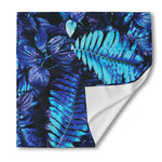 Blue Tropical Leaves Print Silk Bandana