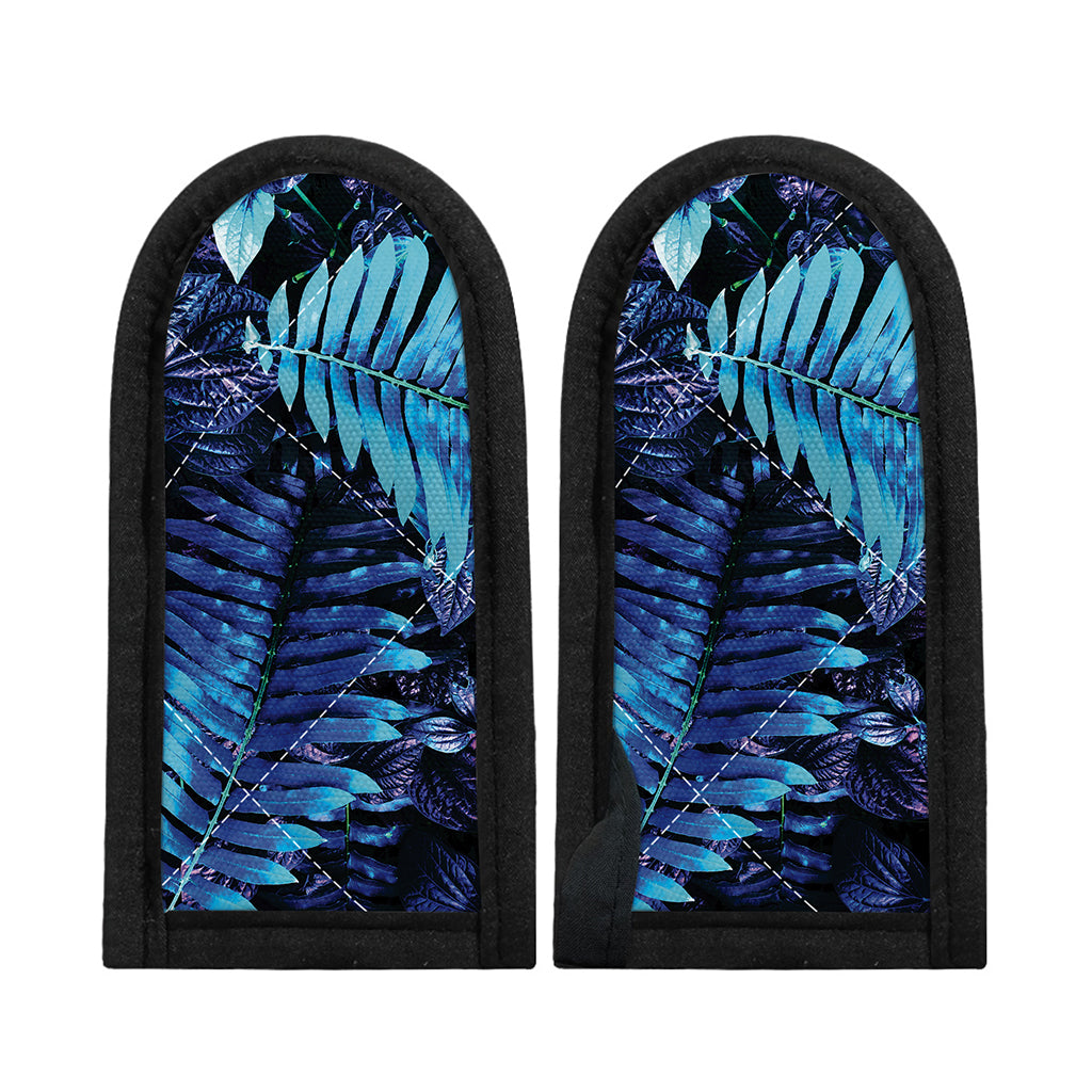 Blue Tropical Leaves Print Skillet Handle Cover