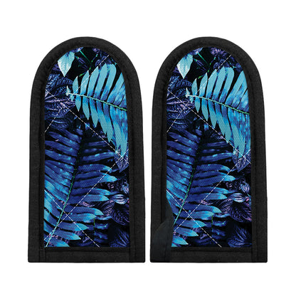 Blue Tropical Leaves Print Skillet Handle Cover