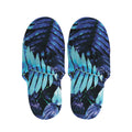 Blue Tropical Leaves Print Slippers