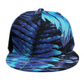 Blue Tropical Leaves Print Snapback Cap