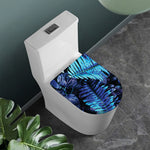 Blue Tropical Leaves Print Toilet Lid Cover