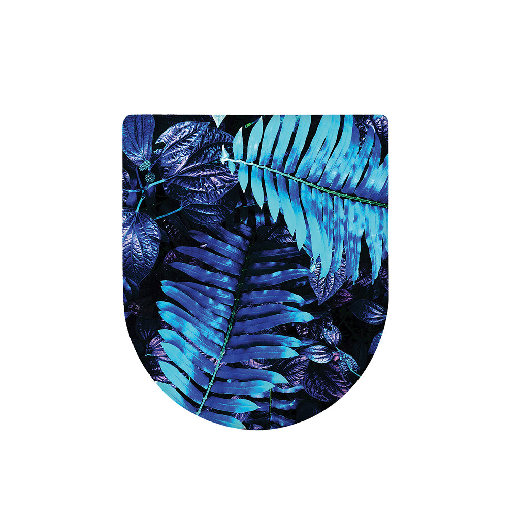 Blue Tropical Leaves Print Toilet Lid Cover