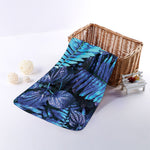 Blue Tropical Leaves Print Towel