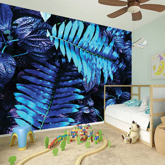 Blue Tropical Leaves Print Wall Sticker