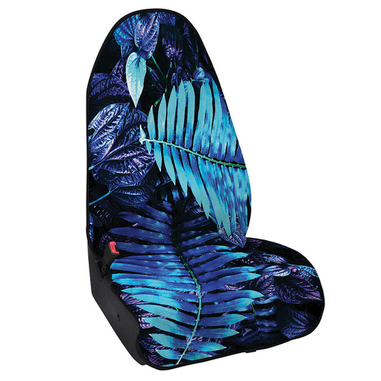 Blue Tropical Leaves Print Waterproof Car Seat Cover