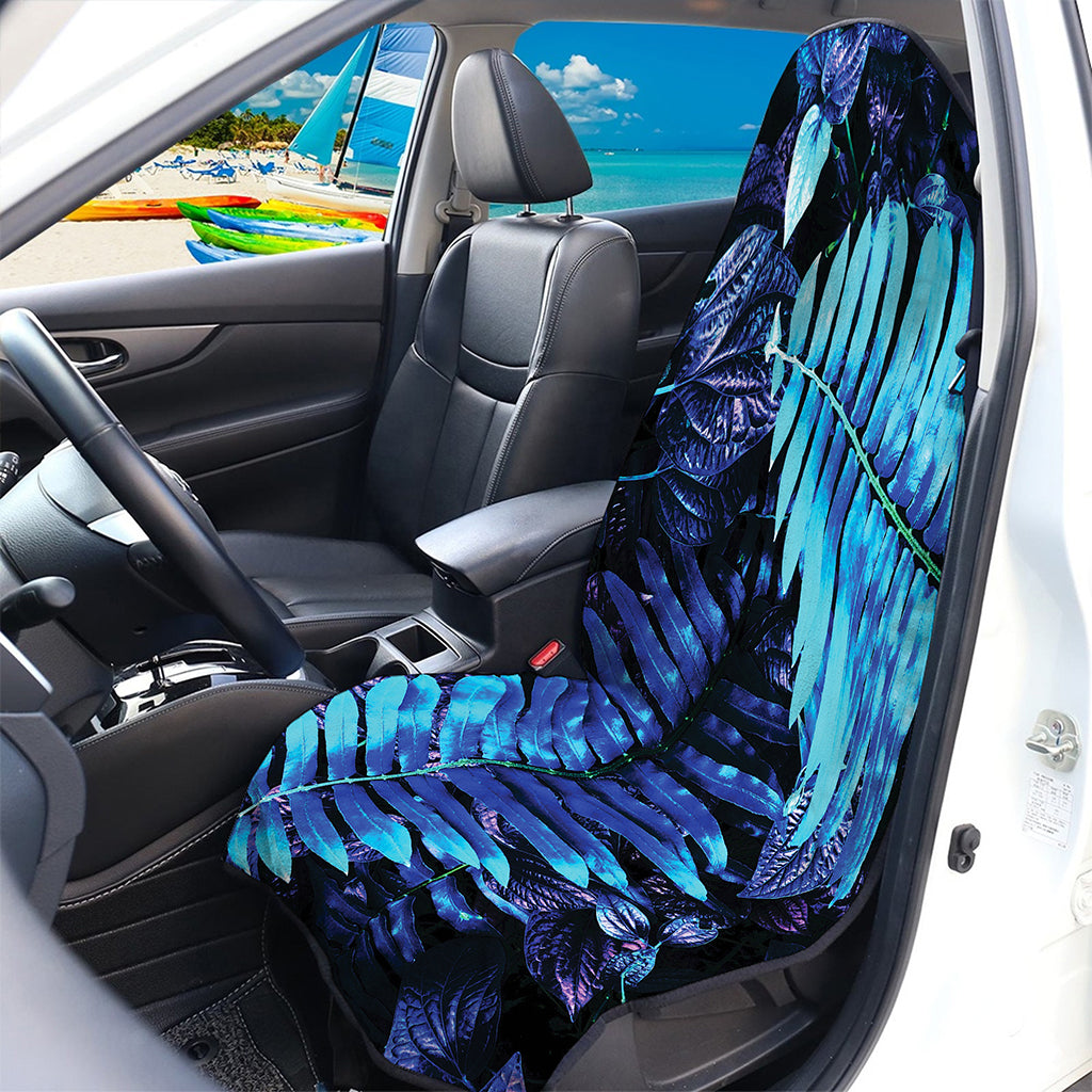 Blue Tropical Leaves Print Waterproof Car Seat Cover