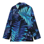 Blue Tropical Leaves Print Women's Blazer