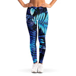 Blue Tropical Leaves Print Women's Leggings