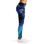 Blue Tropical Leaves Print Women's Leggings