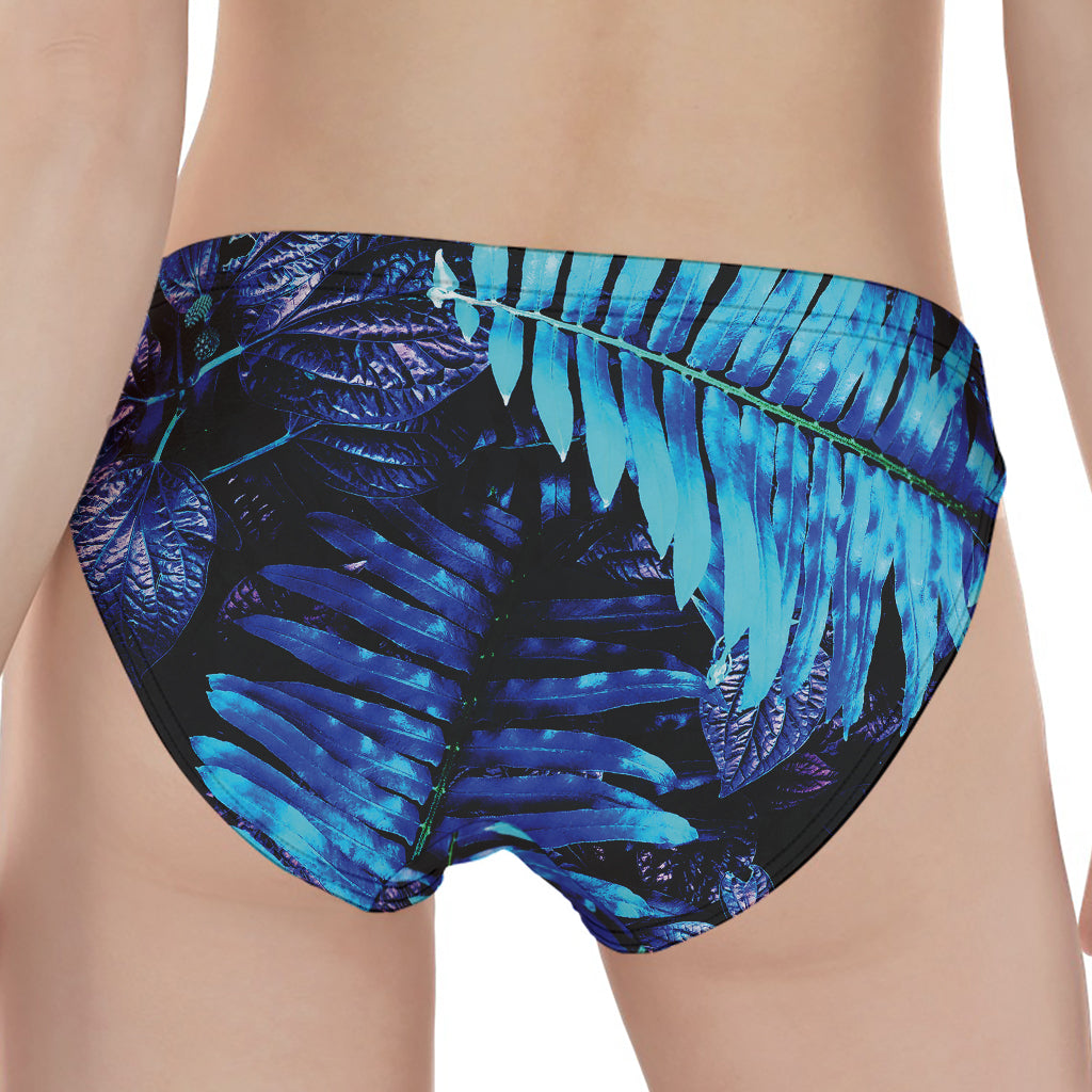 Blue Tropical Leaves Print Women's Panties