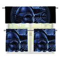 Blue Viking God Odin And Crow Print 3 Piece Kitchen Curtains