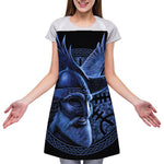 Blue Viking God Odin And Crow Print Adjustable Apron