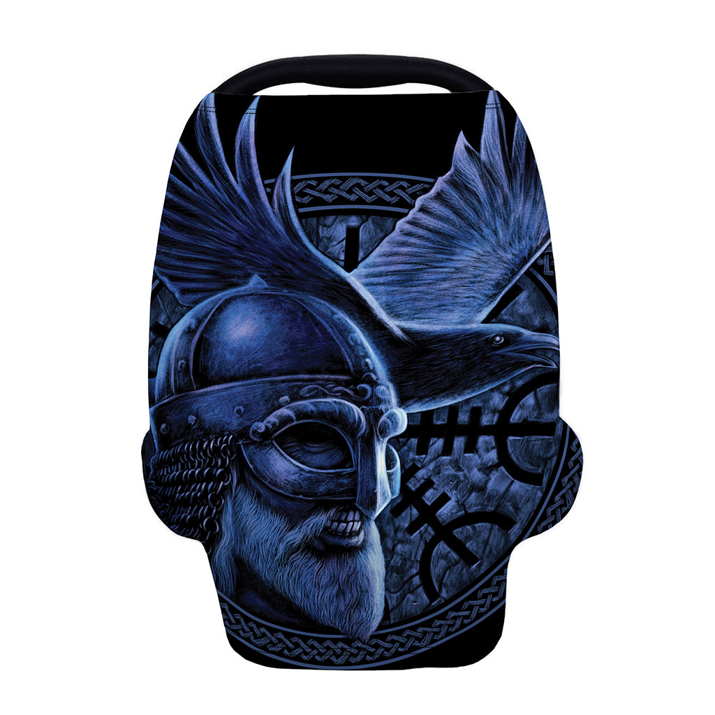 Blue Viking God Odin And Crow Print Baby Seat Cover