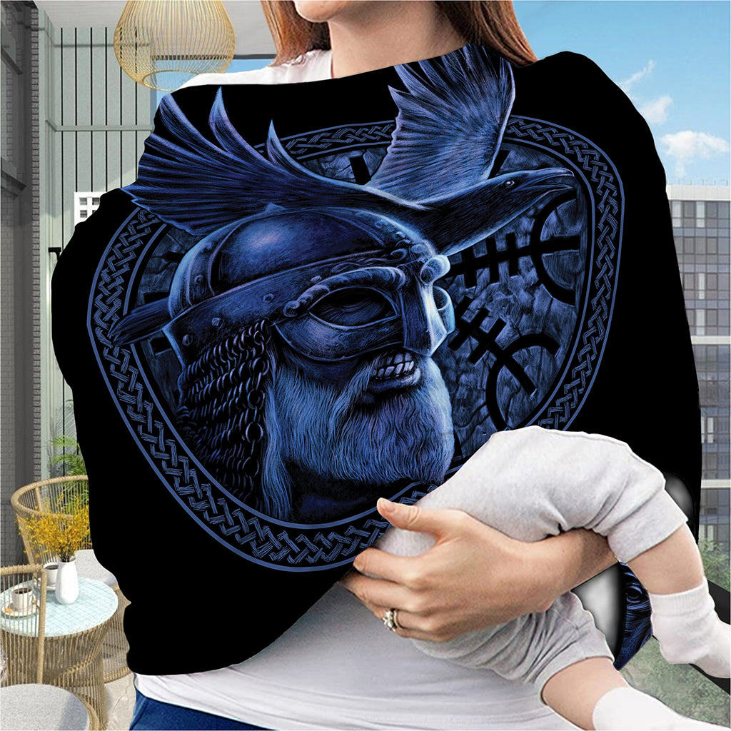 Blue Viking God Odin And Crow Print Baby Seat Cover