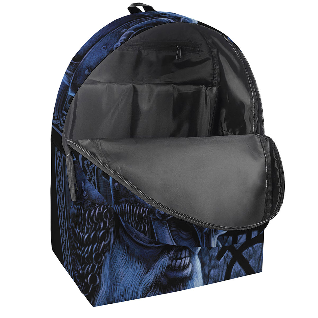 Blue Viking God Odin And Crow Print Backpack