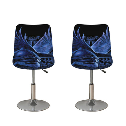 Blue Viking God Odin And Crow Print Bar Stool Covers