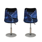 Blue Viking God Odin And Crow Print Bar Stool Covers