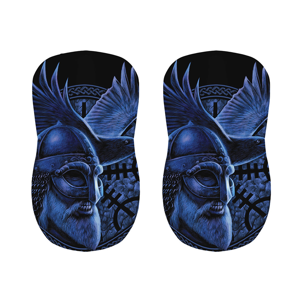 Blue Viking God Odin And Crow Print Bar Stool Covers