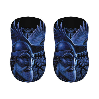 Blue Viking God Odin And Crow Print Bar Stool Covers