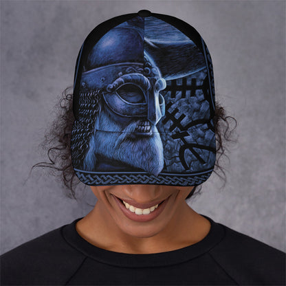 Blue Viking God Odin And Crow Print Baseball Cap