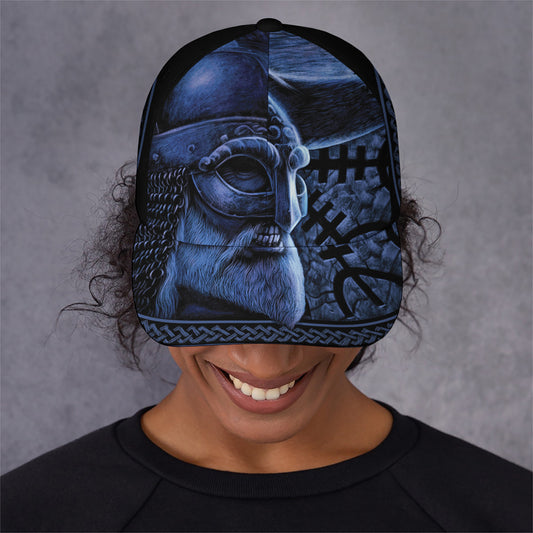 Blue Viking God Odin And Crow Print Baseball Cap