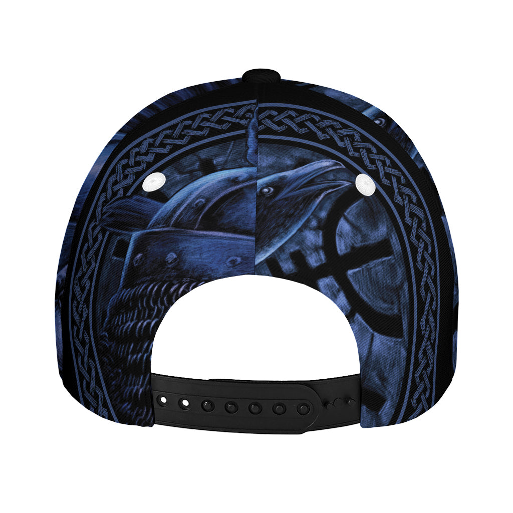 Blue Viking God Odin And Crow Print Baseball Cap