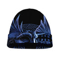 Blue Viking God Odin And Crow Print Beanie