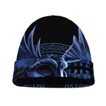 Blue Viking God Odin And Crow Print Beanie