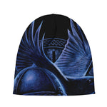 Blue Viking God Odin And Crow Print Beanie