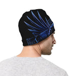 Blue Viking God Odin And Crow Print Beanie