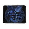 Blue Viking God Odin And Crow Print Bifold Wallet