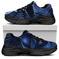 Blue Viking God Odin And Crow Print Black Chunky Shoes