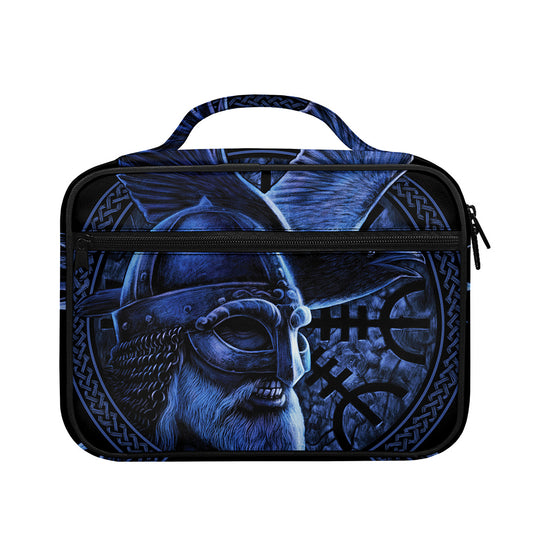 Blue Viking God Odin And Crow Print Briefcase Bible Bag