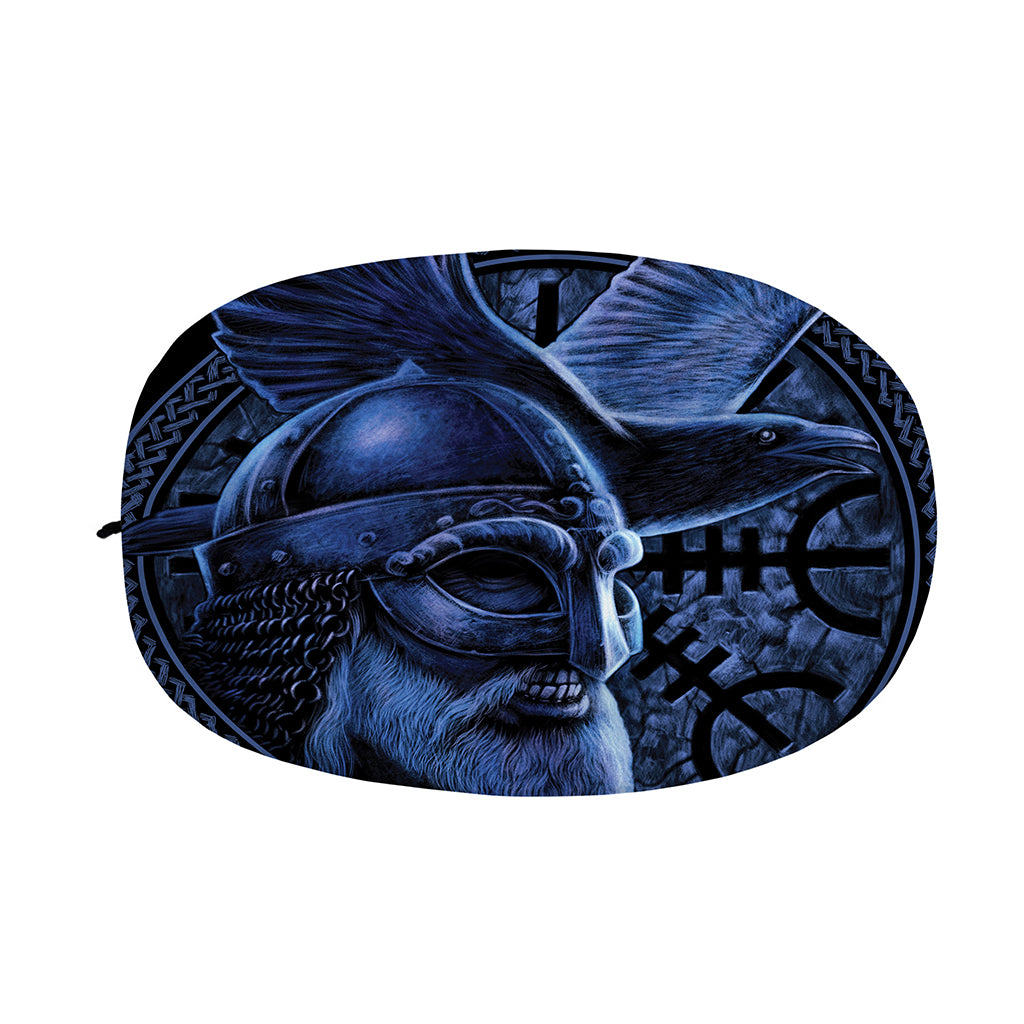 Blue Viking God Odin And Crow Print Car Side Mirror Covers