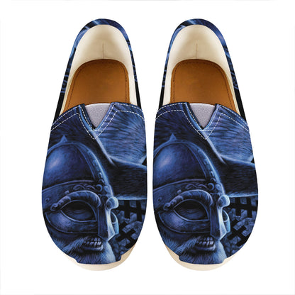 Blue Viking God Odin And Crow Print Casual Shoes