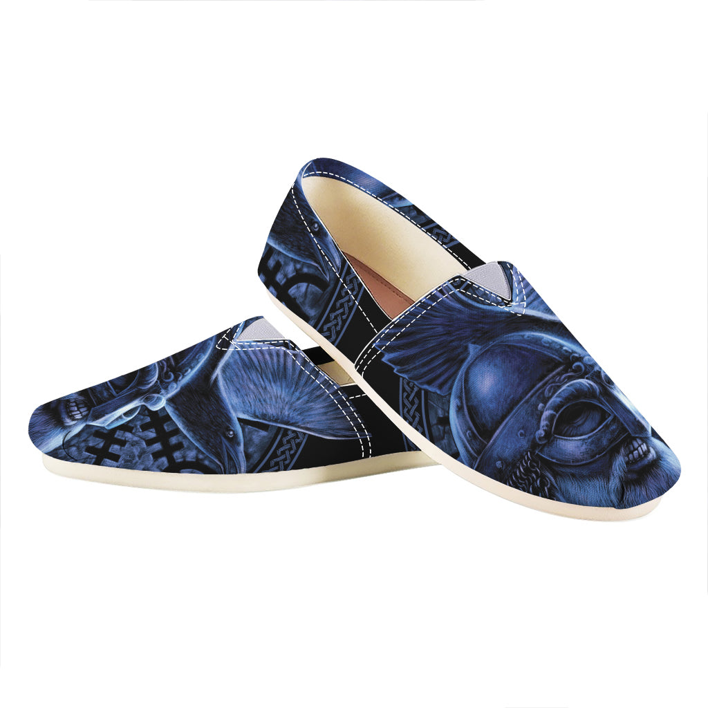 Blue Viking God Odin And Crow Print Casual Shoes