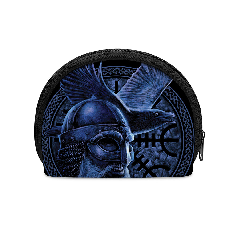 Blue Viking God Odin And Crow Print Coin Purse