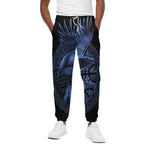 Blue Viking God Odin And Crow Print Cotton Pants