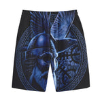 Blue Viking God Odin And Crow Print Cotton Shorts