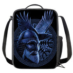Blue Viking God Odin And Crow Print Crossbody Lunch Bag